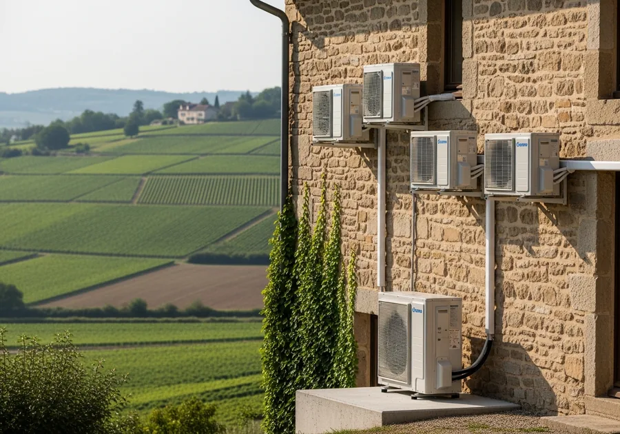 Pompe à chaleur air/air multi-split installée à Perreux dans une maison sur les coteaux